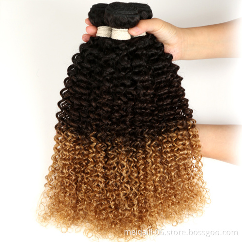 Factory virgin hair vendors ombre color kinky curly 1b 4 27 human hair